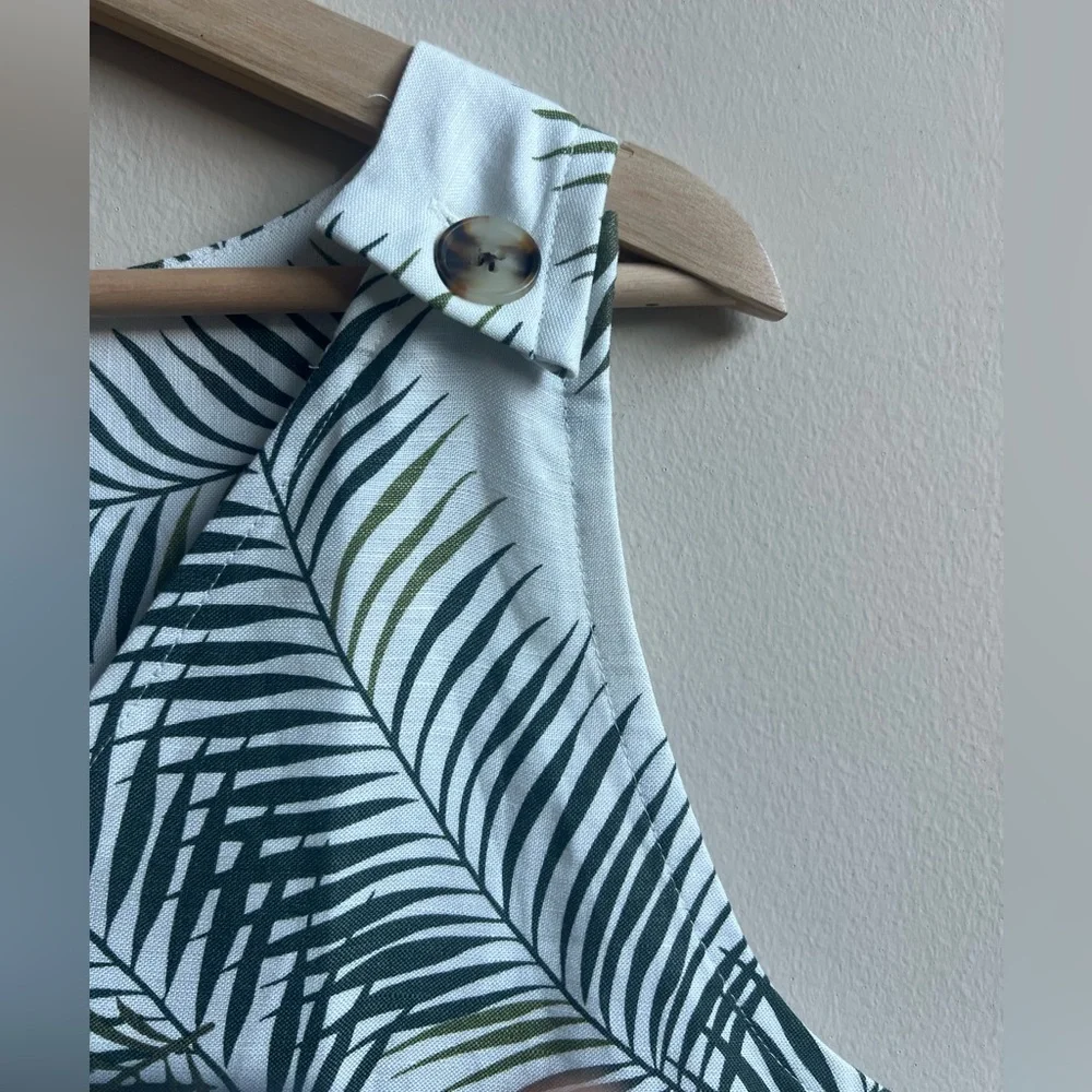 LOFT Linen Blend Palm Leaf Print Loose V-Neck Tank Size L NWT - Picture 4 of 7
